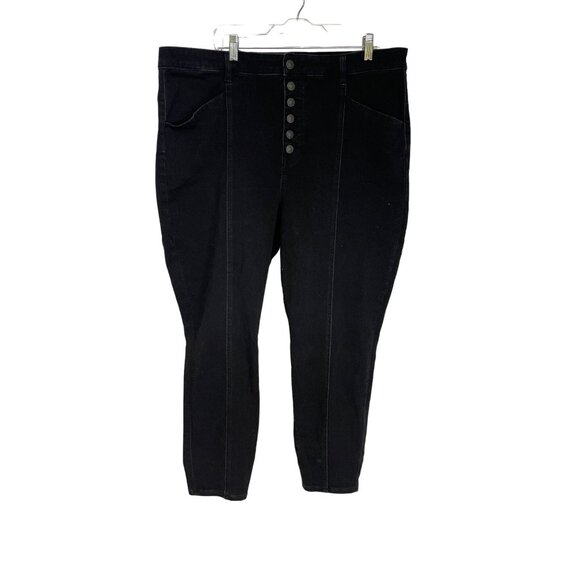American Eagle Womens Super Hi-Rise Black Button-Fly Skinny Jeans Size 22 Short - Picture 1 of 6